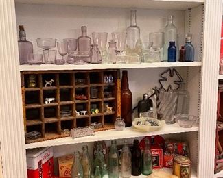 Antique Bottles, Sun Colored Glass, Coke etc