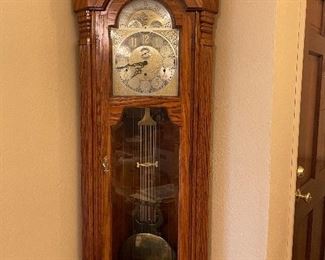 Corner Oak Grandfather Clock
