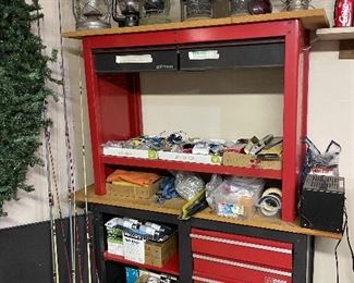 Tool boxes, antique Lanterns