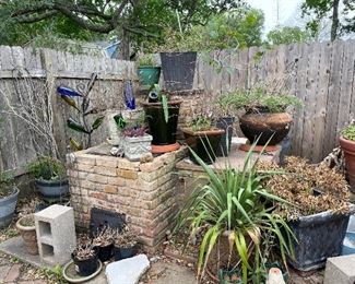 Two Bottle Trees, lots of pots
