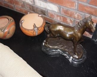 Pottery and statue