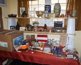 Pottery, records, office supplies