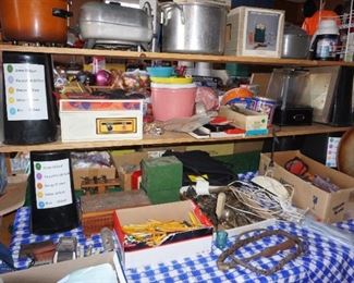 small kitchen appliances, toys, bull whip, 