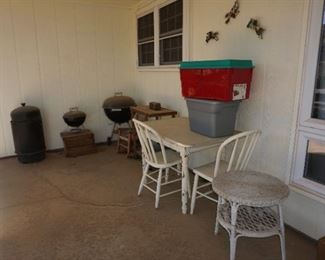 small table and chairs. grills,