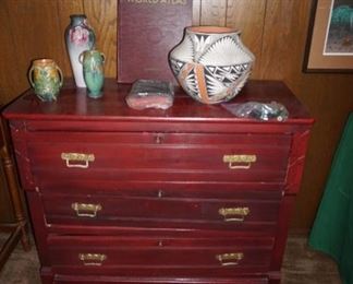 pottery,  3 drawer chest