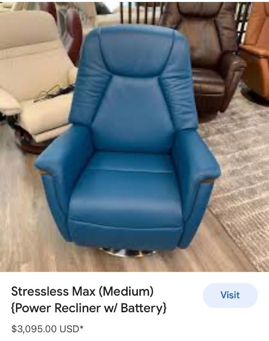 Stressless Max Power Recliner. 