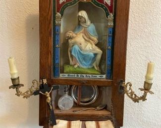 Antique Catholic Eucharist Shadow Box. Has ALL the pieces!