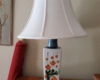 White lamp with orange flowers
28 inches high