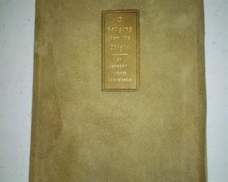  A Lodging for the Night by Robert Louis Stevenson, published by the Roycrofters at their shop, East Aurora, New York, 1902. Excellent condition, gentle wearing of velvet calf cover. Gilt lettering. Antique. $40