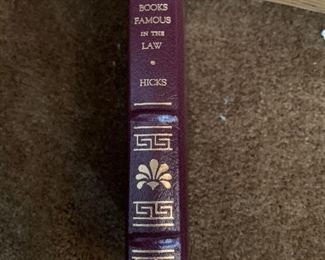 Men and Books Famous in the Law, Frederick C. Hicks, special edition, 1994. New York: Gryphon Editions. Leather bound, gold embossed, used, excellent condition like new. $50