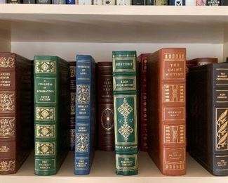 The Franklin Library special editions, fine and pristine condition. 22 books, 11 signed by the author. Leather bound, gilt embossed. Priced at $30 to $375. 
