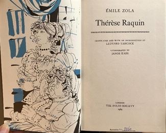 Therese Raquin by Emile Zola, The Folio Society, London, 1969. Illustrated by Janos Kass. 