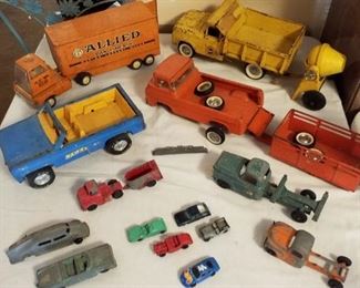 Vintage metal cars and trucks