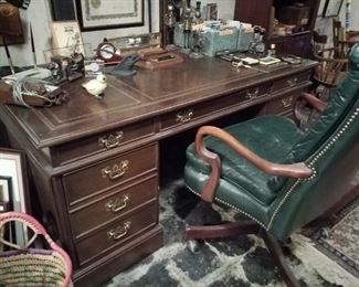 Antique desk and green chair