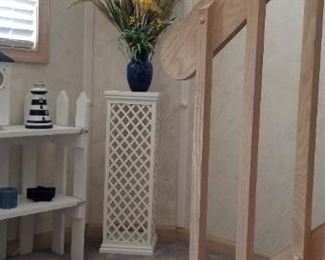 Plant stand; faux botanicals