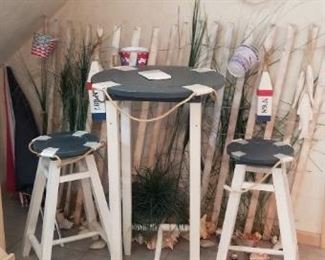 Nautical theme high top table & stools