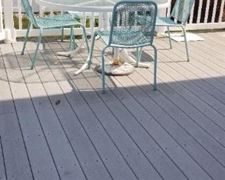 Trex decking, vinyl railing; patio dining set