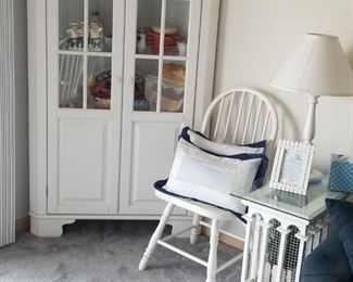 Pretty white corner cupboard