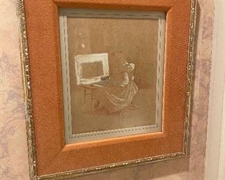 Pastel of woman at easel