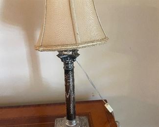 pair of Silverplate George III lamps made from candlesticks - there are 2