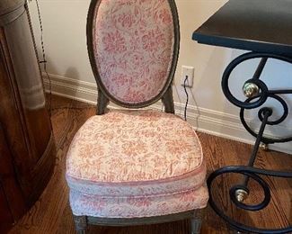 low red and white chair Louis XV style 