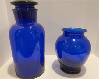 Cobalt Blue Blown Glass Apothecary Jar and Vase - Vintage 