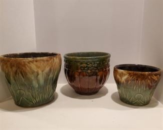 Robinson Ransbottom Planters (1st & 3rd) & Ceramic Planter 