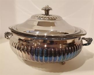 Medium Serving Bowl with Lid - silverplated