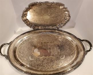 Serving Trays (24x16" and 14.5x11.5") - silverplated