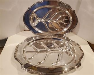 Meat Serving Plates (20x15", 19x13.5") - silverplated