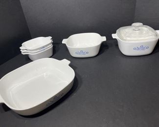 VARIETY of Vintage CORNING WARE Bakeware 10”, 1 3/4 QT, 1 1/2 QT, 3 Petite Pans 