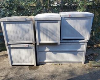 5 SUNCAST Outdoor Storage Bins / Deck Boxes of VARIOUS Sizes