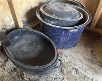 Crab/Lobster Cooking Pots - Blue Enamel