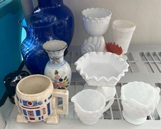 Variety of milk, glass