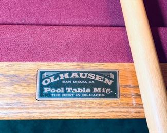 Olhausen Billiards Table with Accessories