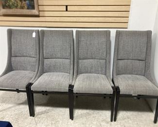 51 - Made in Italy, 4 Modern Upholstered Side Chairs Costantini Pietro SRL, Made in Italy, "Superb" line contemporary side/dining chairs, set of four. Grey upholstery, solid beechwood frames. $1321 per chair new.
