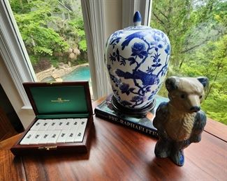 Dominoes and Vintage Ceramic Bear