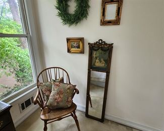 Windsor Back Chair and Vintage Mirror