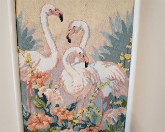 Flamingo Framed Needlepoint