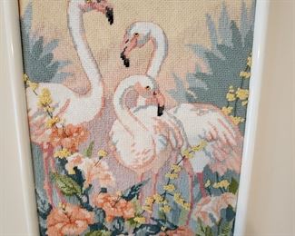 Flamingo Framed Needlepoint