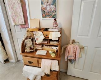 Desk and Vintage Linens