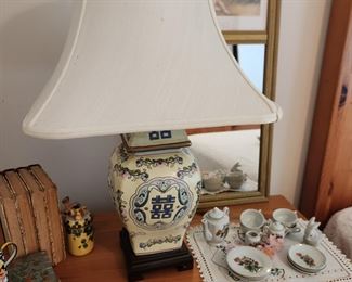 Lamp and Miniature Teaset