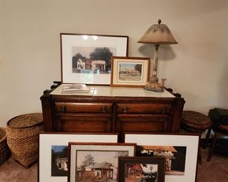 Framed Art and Tile Top Chest