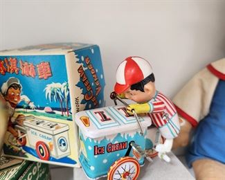 Vintage Ice Cream Vendor Windup Tin Toy by Clockwork
