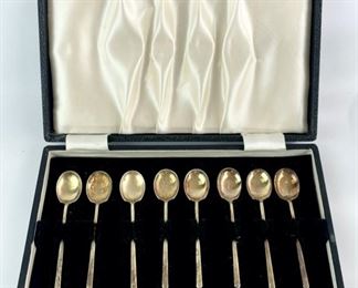 43 Grams Fine D&S Sterling Silver Dematisse Spoons Set Of 8 W/ Case