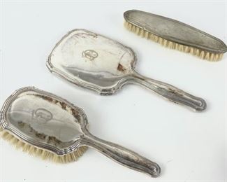 499 Grams Fine 800 Silver Weighted 3 Pc Vanity Set