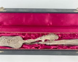 184 Grams Fine Antique Victorian Sterling Silver Etched Asparagus Tongs