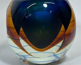 Art Glass Murano Style Sommerso Italian Cased Glass Flavio Poli Votive Vase