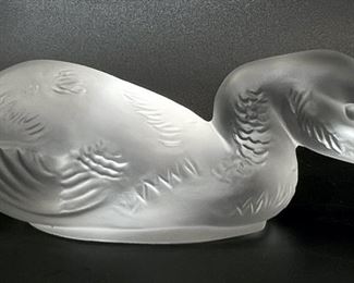 Baccarat French Crystal Swimming Frosted Duck