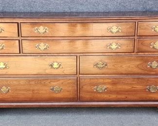20th Century Henkel Harris Virginia Galleries Long Dresser Wild Black Cherry #863-164 finish #24 style #124